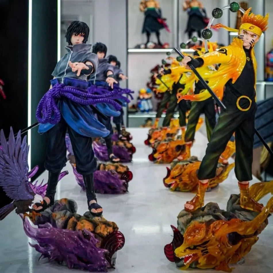 37cm Naruto Anime Figure Rikudousennin Mode‌ Uzumaki Naruto Uchiha Sasuke Action GK Figures PVC Statue Cartoon Model Toy Gifts