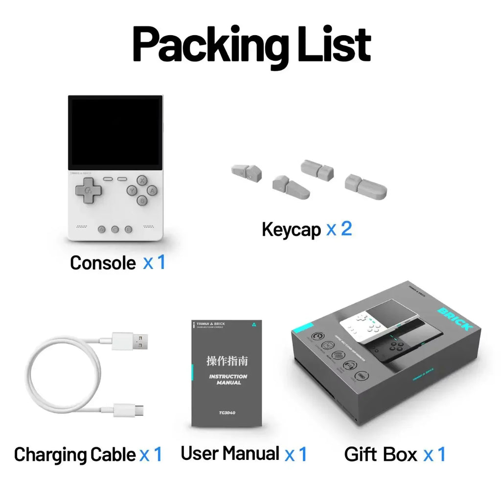 TRIMUI BRICK Portable Retro Game Console 400PPI IPS Screen Linux System 3000mAh Long-life Battery Mood LED Effect Gift Keycaps