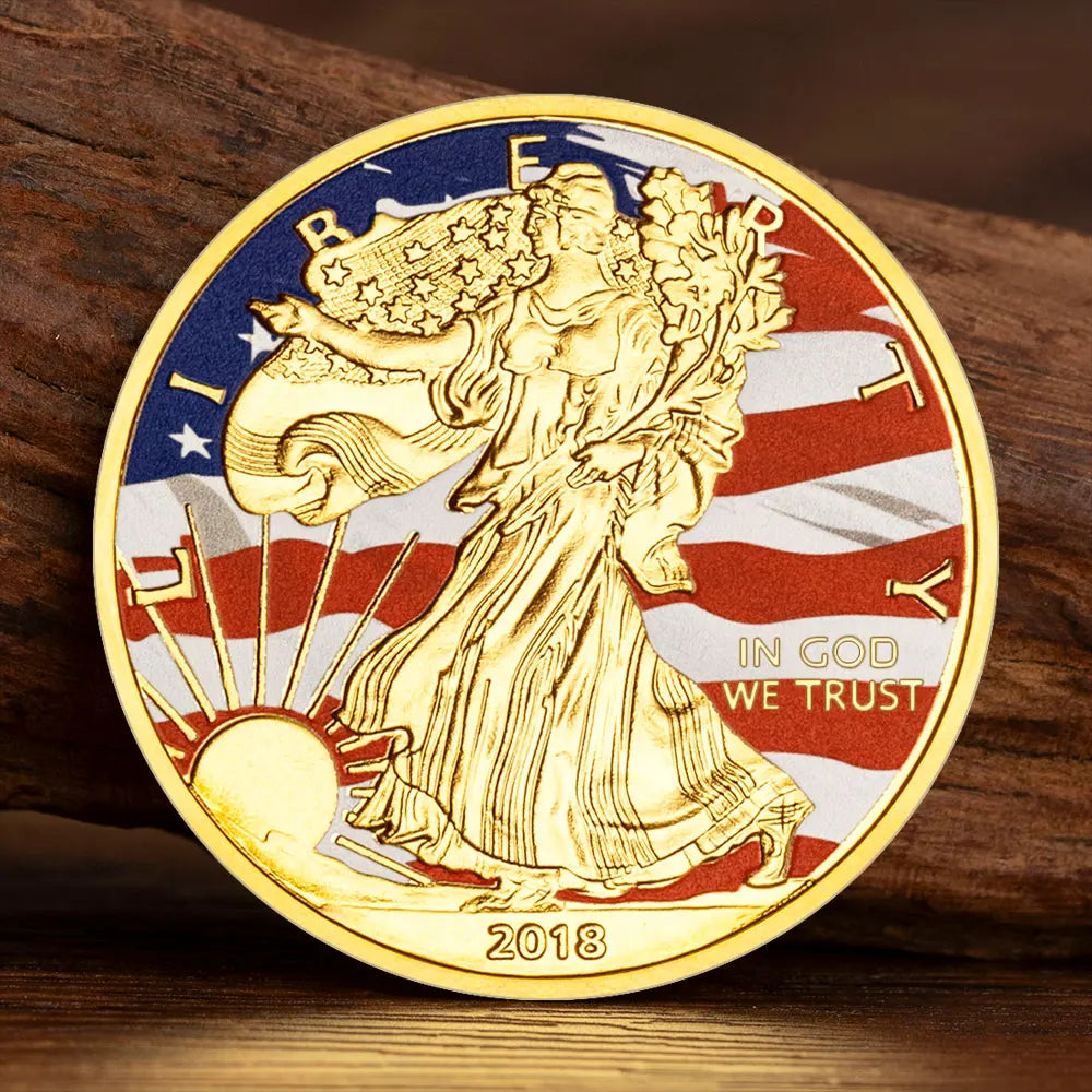 2018 United States Statue of Liberty Souvenir Coin Golden Plated Seal of The USA Bald Eagle Challenge Coin Great Gift