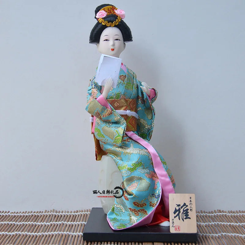 12inch Japanese Geisha Doll Statuette Sitting Figurine Japanese Kimono Kokeshi Kabuki Geisha Handicraft Ornament Birthday Gift