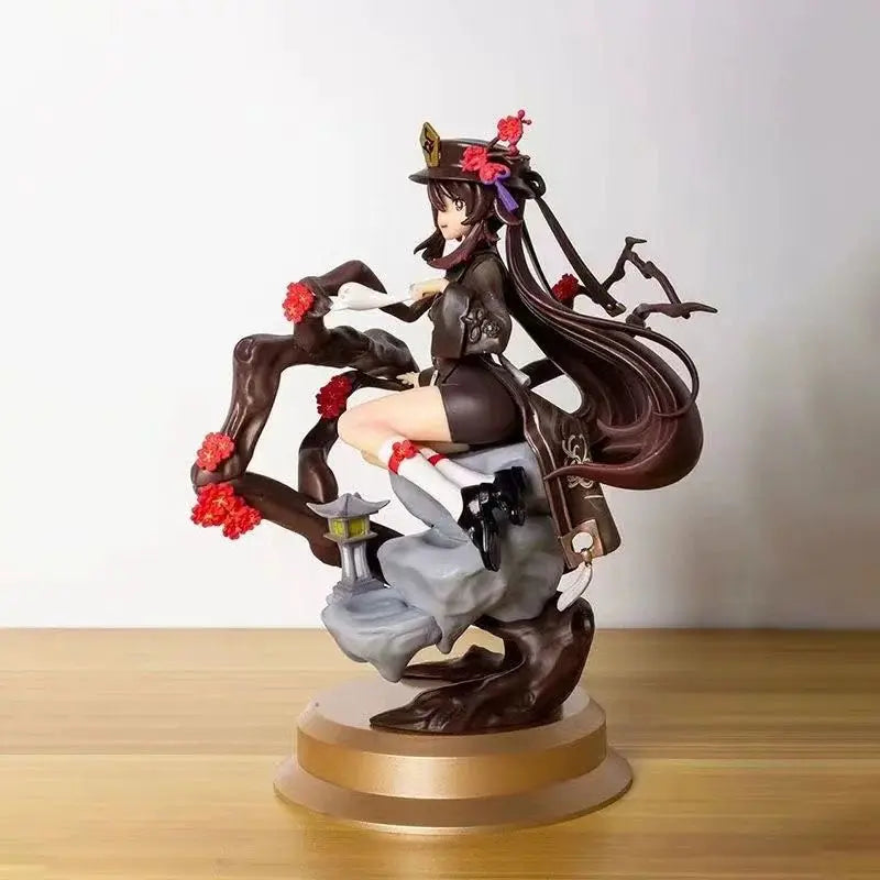 23 см Genshin Impact Аниме Фигурки Ху Тао PVC Модел Сладко Момиче Седнало Фигурка Орнаменти Колекция Настолен Дисплей Подаръчна Играчка