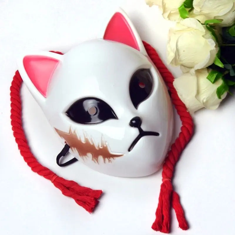 Dämonentöter Tanjiro Kamado &amp; Sabito Cosplay-Maske, halbes Gesicht, Fuchsmuster, Requisite für Anime-Konvention, Halloween-Zubehör, Geschenk