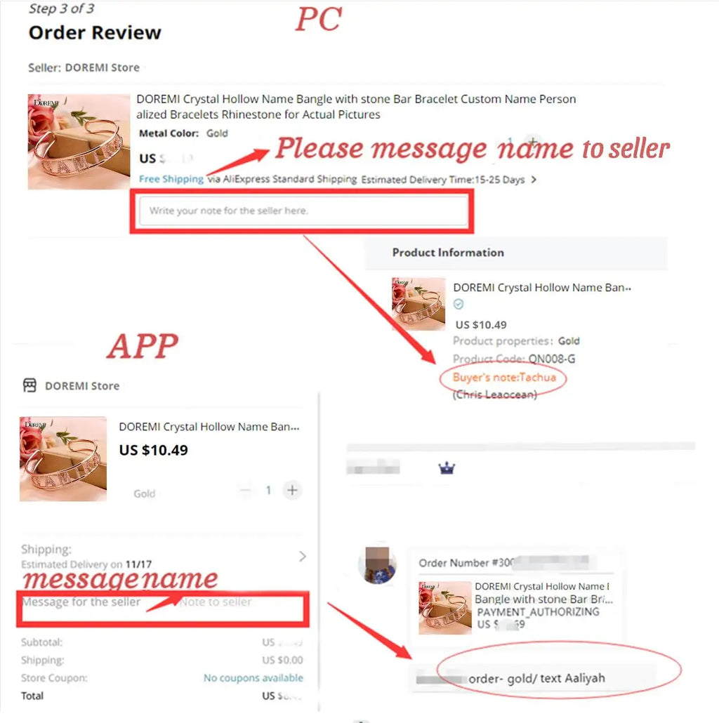 DOREMI Bubble-Namenskette, vergoldet, doppellagig, Metall, Kristall, Namenskette, Bubble-Buchstabe, individueller Halskettenschmuck