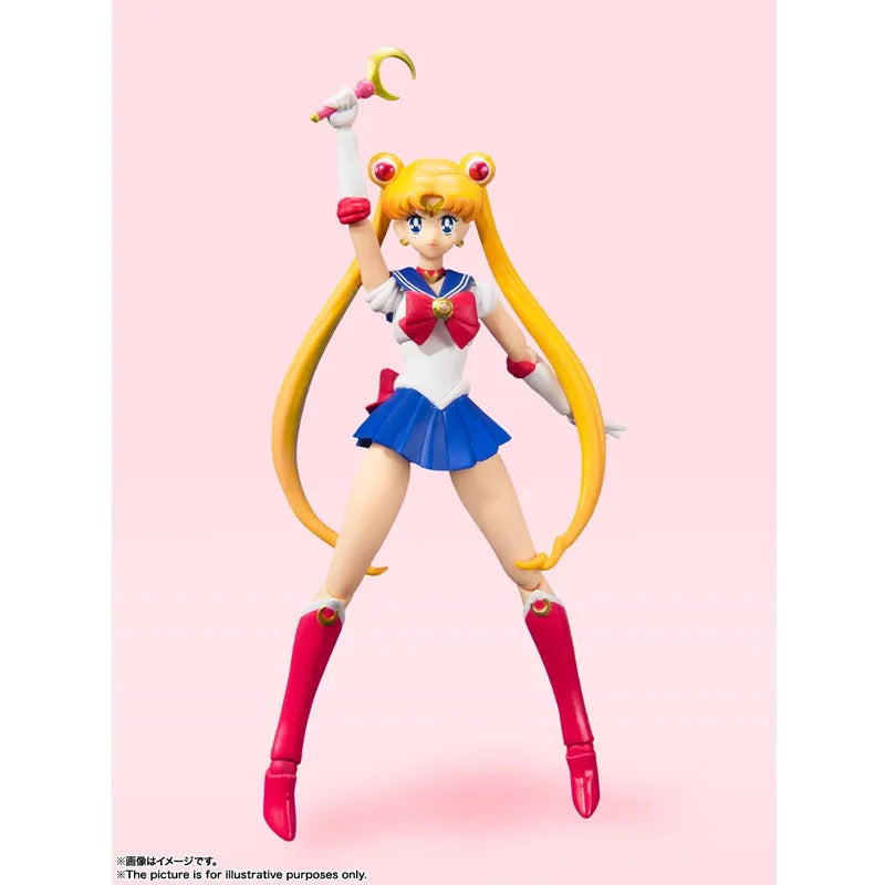 Bandai Genuine SHF Sailor Moon Venus Mars Jupiter Pluto Mercury Animation Color Anime Action Figure Model Toy Gift KidChristmas