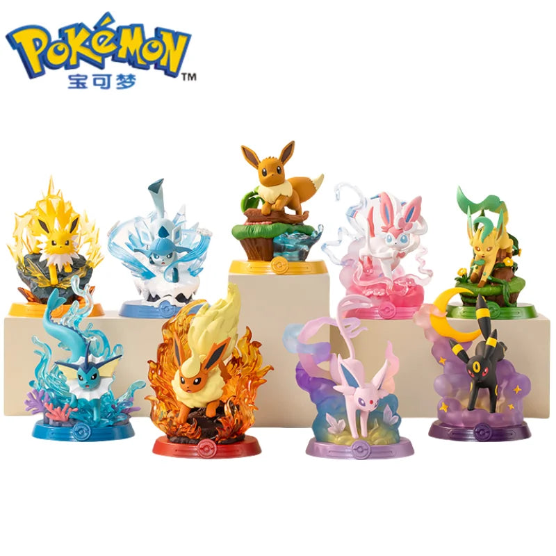 Genuine Original Pokemon Action Figure Eevee Sylveon Vaporeon Umbreon Espeon Flareon 9Style Anime Collection Model Doll Toy Gift