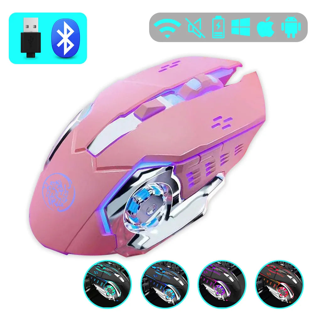Gaming-Maus, 2,4 G Bluetooth, kabellose, wiederaufladbare Maus für Laptop, RGB-Hintergrundbeleuchtung, mechanische E-Sport-Maus für PC-Computer-Gamer
