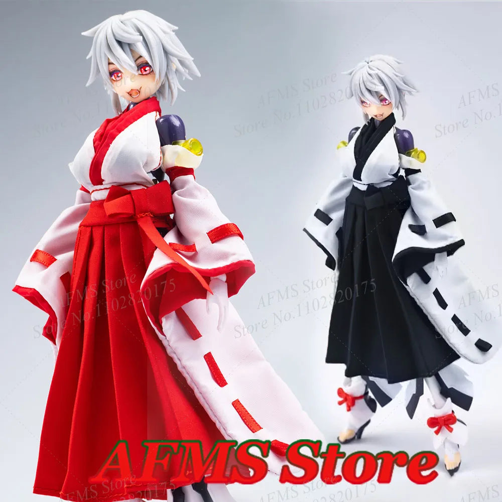Mobile Suit Girl im Maßstab 1/12, Kimono, Hexenuniform, rückenfreie Weste, Oberteile, Faltenrock-Set für 6-Zoll-Actionfigurenkörper von Soldatinnen