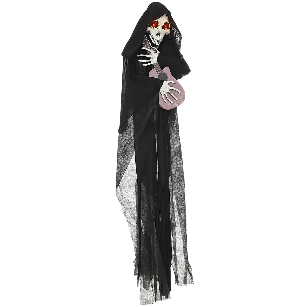 Guitar-Playing Grim Reaper Outdoor Halloween Decoration Animatronic