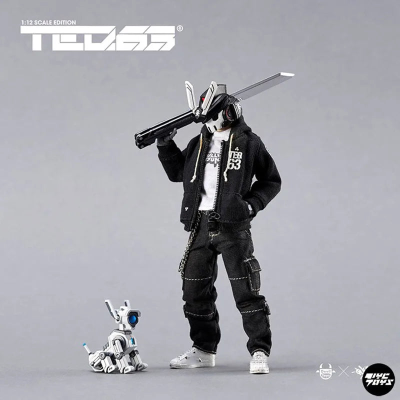 Devil toys Quiccs 1/12 Scale Mini TEQ63 SRCH K9 Dog Motorcycle with Movable Action Figure Set Model for Fans Holiday Gifts