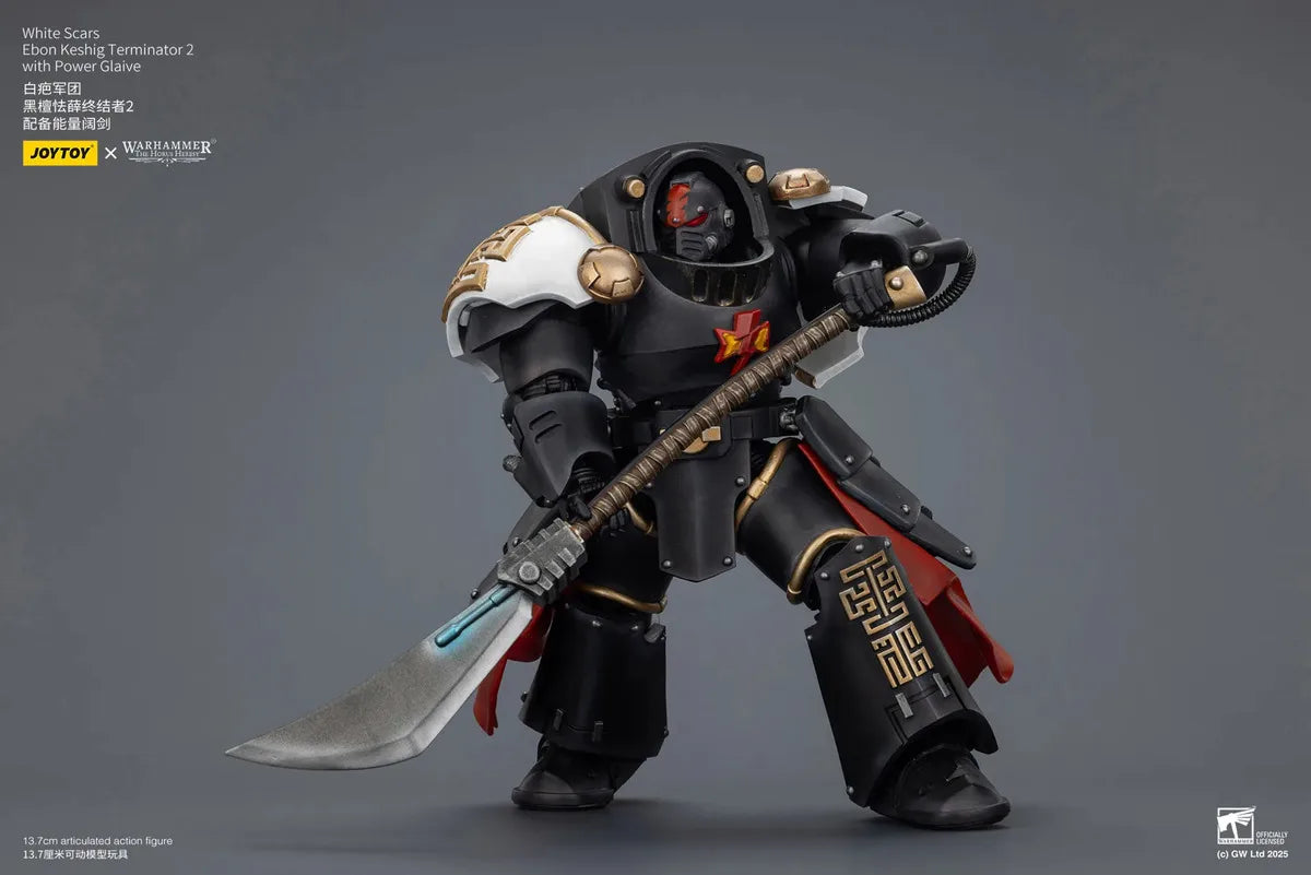 JOYTOY Warhammer 40000/40k The Horus Heresy White Scars Ebon Keshig Terminator 2 with Power Glaive Action Figure Doll Gift Model