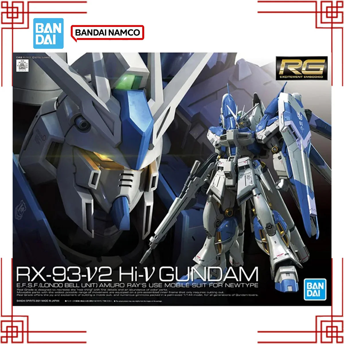 Bandai RG 1/144 RX-93-V2 Hi-V Gundam Model Kit HI-v Action Figure Mobile Suit Gundam Collectibles Toys For Boys Birthday Gift