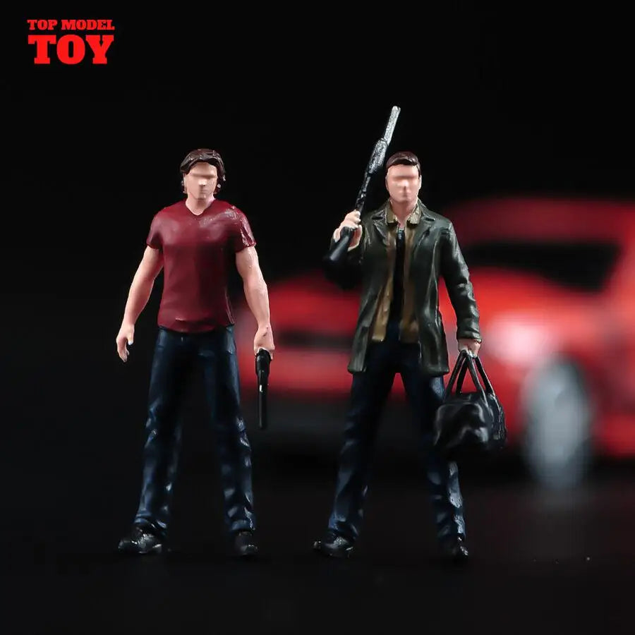 Painted Miniatures 1/64 1/43 Sam Winchester Male Soldier Mini Scene Props Doll Figures Model For Cars Vehicles Toy