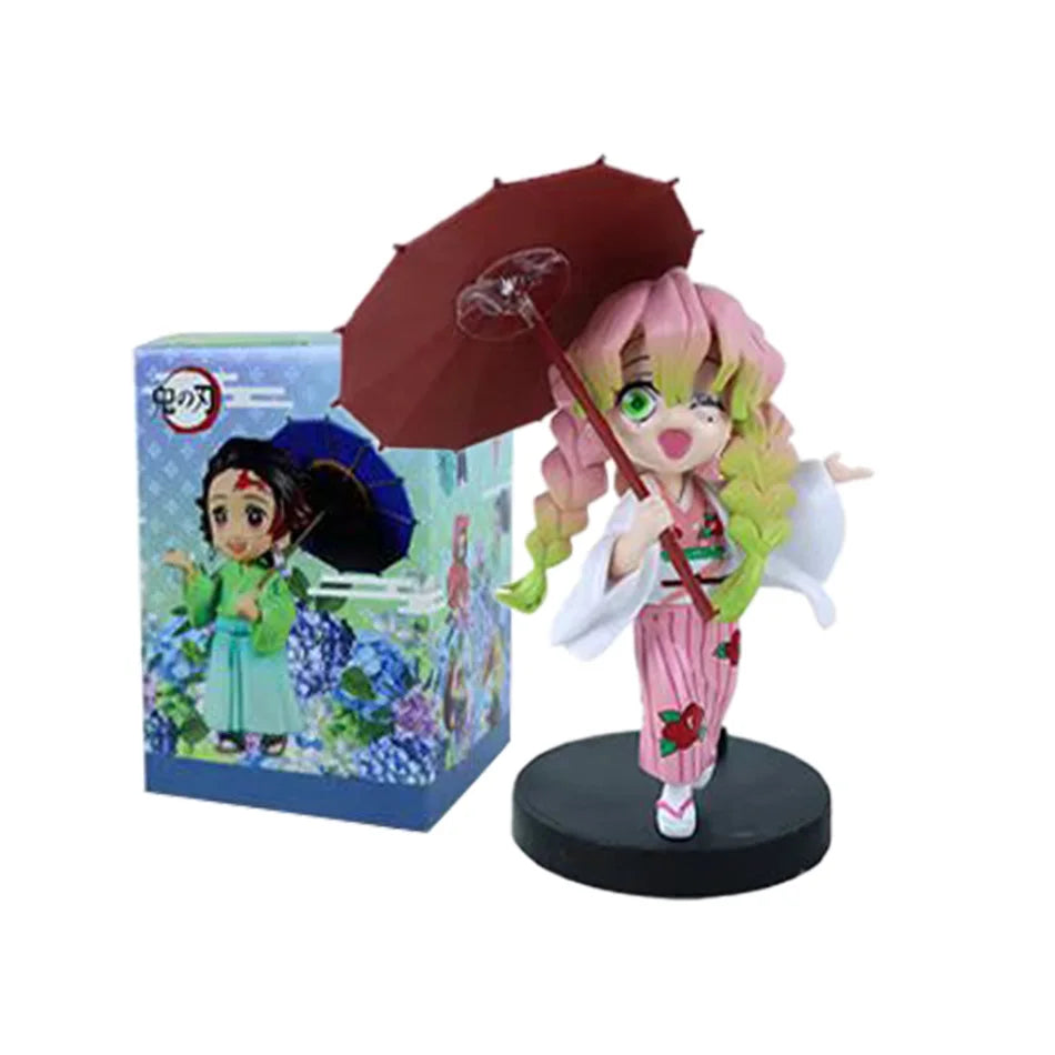 6pcs Q Version Demon Slayer Sitting Ghost Doll Tanjiro Nidouzi Inosuke Zenizu Toy Figural PVC Model Gift