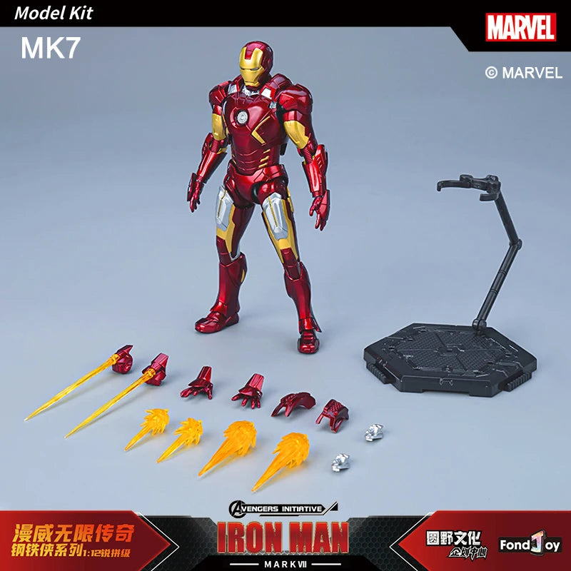 Iron Man Mecha MARK VII Fondjoy 1/12 Ratio Model Kit The Infinity Saga MK7 Assembly Building Blocks Joints Are Mobile Marvel Toy