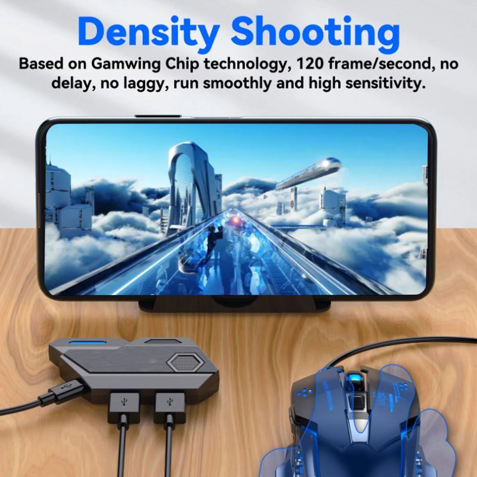 Gaming Keyboard Mouse Combo with Converter 4 in 1 Single Hand Mobile Game Keyboard Mouse Adapter Set with LED Backlight