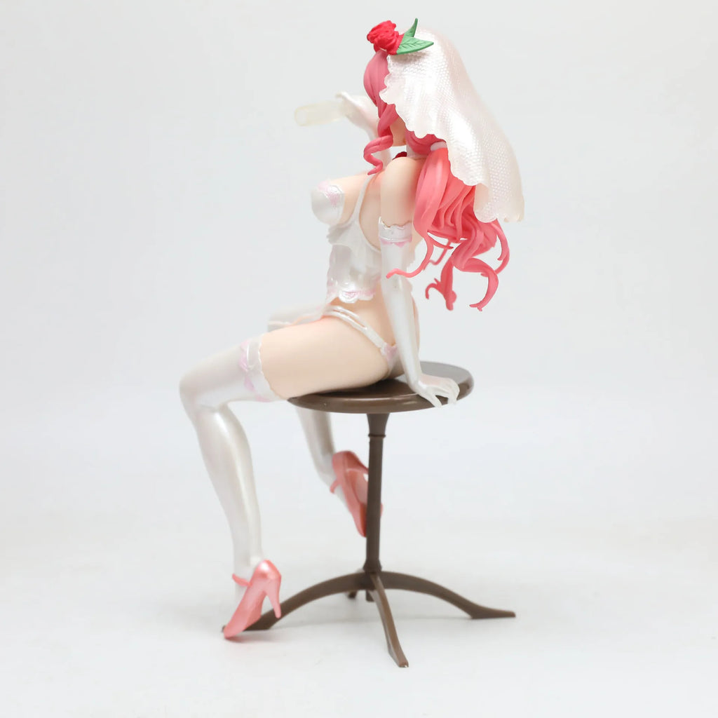 Anime Figure Pink Hair Bride Wedding Rose Veil Pvc Collectible Statue Doll Desktop Ornament Computer Case Decoration Adult Gift
