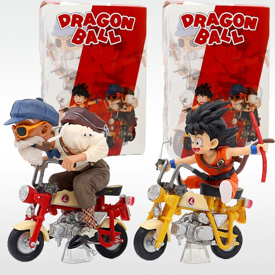 HOT 13cm Dragon Ball Z Anime Figure Son Goku Master Roshi Locomotives PVC Action Kame Sennin Motorcycle Toys for Children gitfs