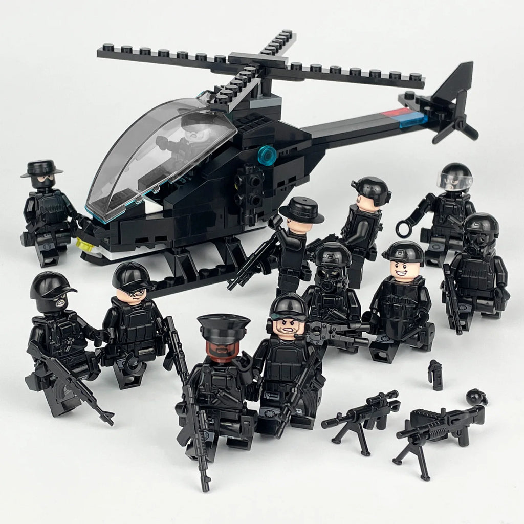 Shield ghost swat humanoid dolls, building blocks, digital action figures assembled toys reptile children's educational toys