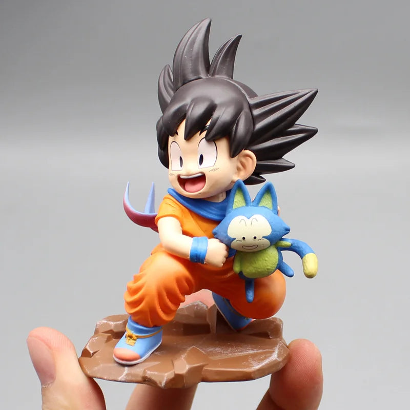9 cm Dragon Ball Gk Kindheit Sohn Goku Anime Figuren Umarmung Poole Attendant Kawaii Modell Statue Desktop Dekoration Kinder Spielzeug Geschenk