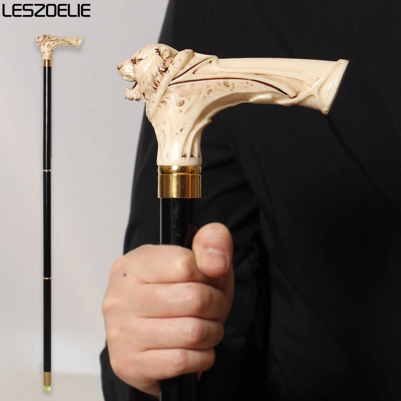 96 cm Tigerkopf mit luxuriösem Mustergriff, schwarzer Stock, Herren, deutscher Buchenholz-Gehstock, Damen, modische dekorative Stöcke