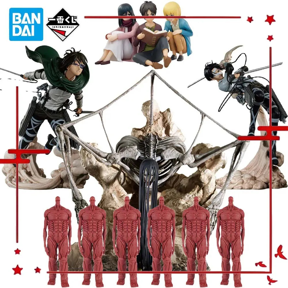 In Stock Original BANDAI Ichiban Kuji Attack on Titan Rumbling Levi Hange Zoe Eren Mikasa Figure Anime Model Genuine Boxed Toy