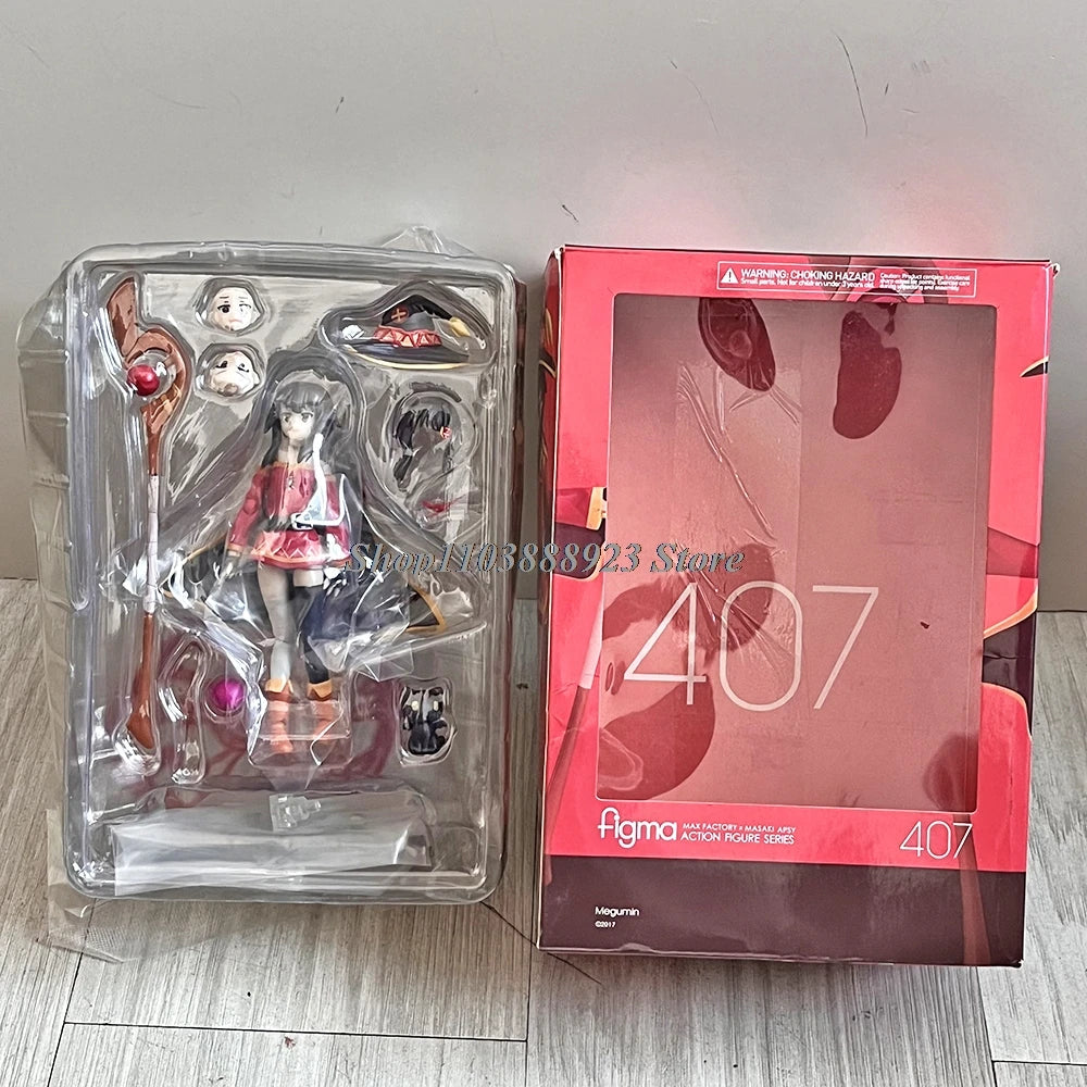 Anime Sekai Figma 407 Figure Konosuba Megumin Bless This Wonderful World 2 Model Handmade Toy Doll Birthday Gifts