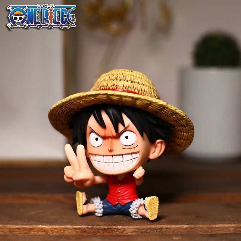 Hot 8-10cm One Piece Anime Figure Confident Smiley Luffy Roronoa Zoro Q-Version Action Figurine PVC Model Kids Toy For Christmas