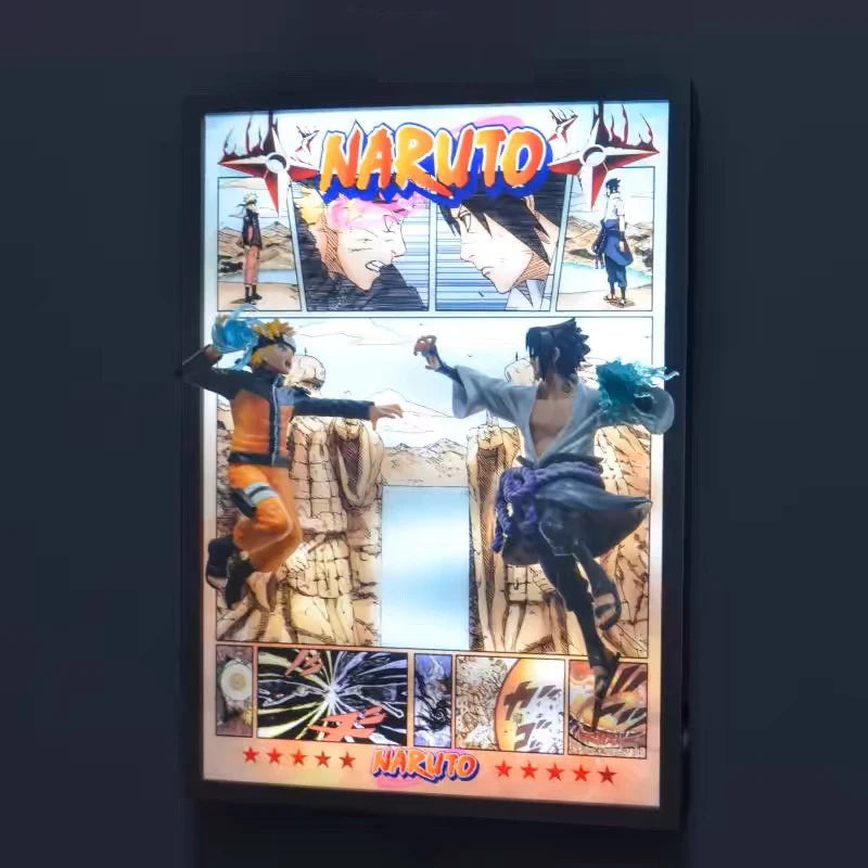 3D Uzumaki Naruto Figure LED Painting Poster Desktop Ambient Light For Children's Room Hanging Painting Decorative Picture