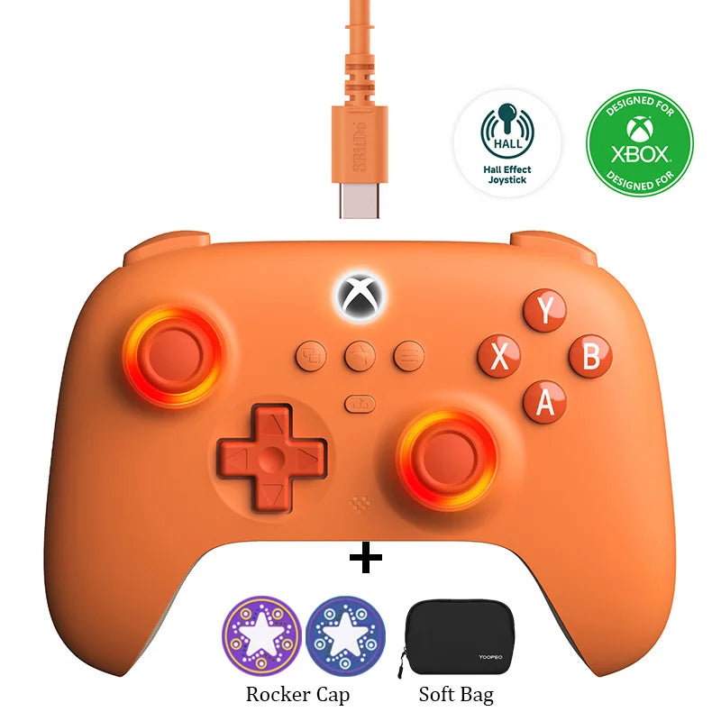 8BitDo Ultimate C Wired Controller For Xbox Series S, X, Xbox One RGB Lighting Fire Ring Hall Effect Joysticks For Windows 10/11