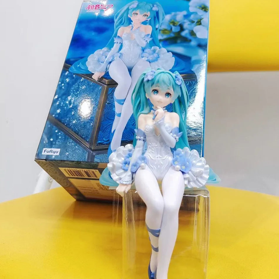 Hatsune Miku Pink Butterfly Flower Fairy Figure 14cm Blue Long Hair Q Version Anime Peripheral Collectible Model