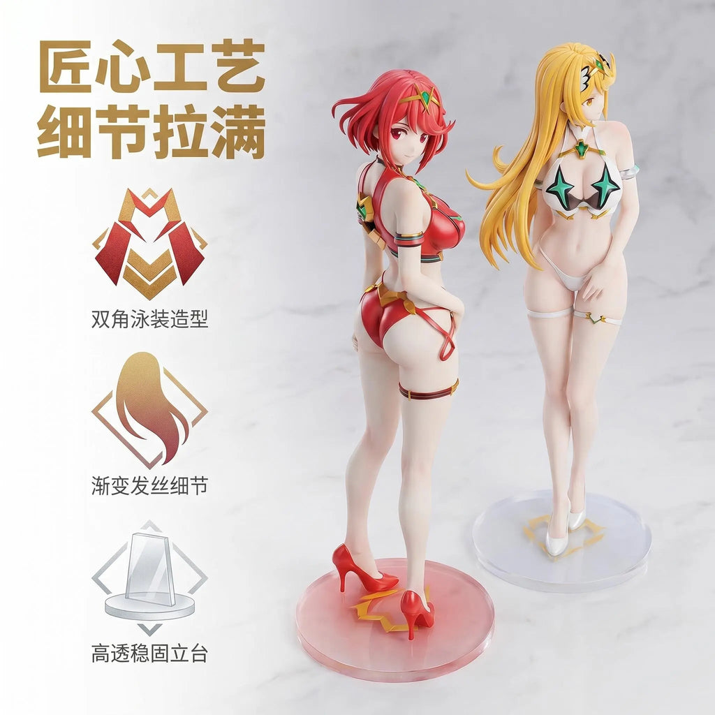 30cm Xenoblade Chronicles 2 Swimsuit Double Character Pyra Mythra Figure Statue Pvc For Adult Collectors Anime Figures Gifts Toy
