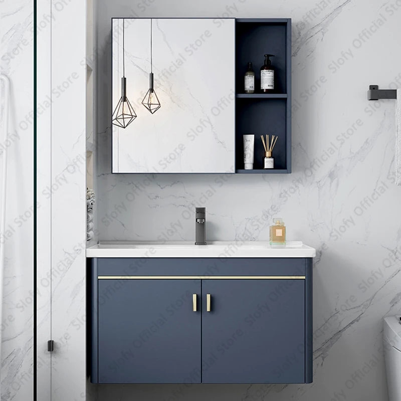 Beauty Mirror Cabinet Integrated With Artistic Ceramic Vessel Sink Multifunctional Bathroom Vanity Modern Bathrooms Furniture