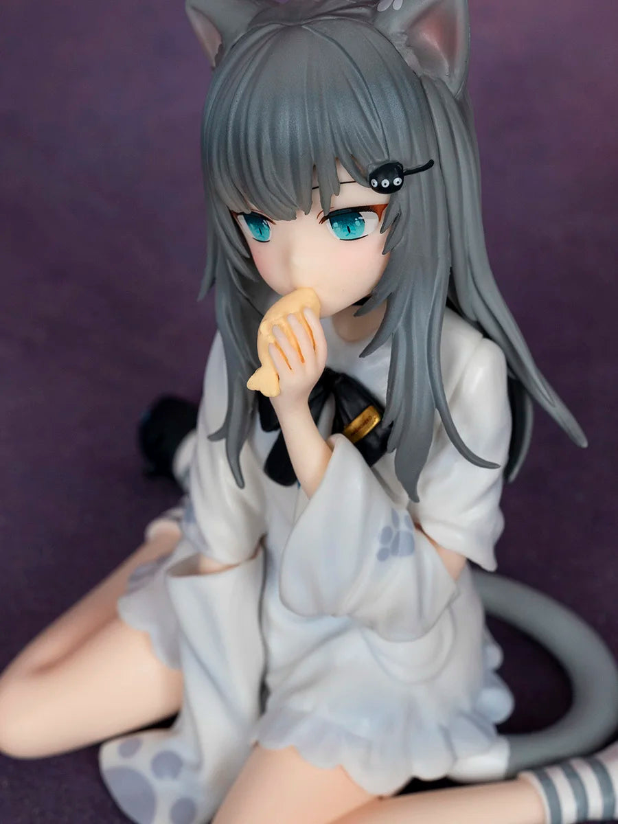 Cute  Eared Anime Girl Nachoneko Sitting Posture Collectible PVC Model Toy for Fans of Anime And Collectible Figurines