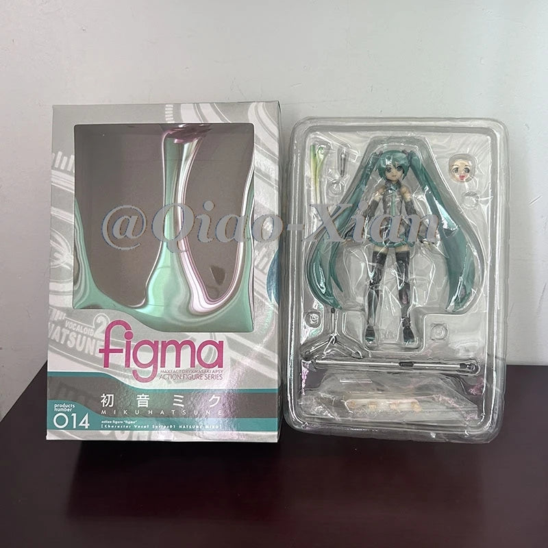 14cm Anime Hatsune Miku Figma 014 Joint Movable Face Change Boxed Doll PVC Action Figure Cute Model Toys Birthday Gift For Girls