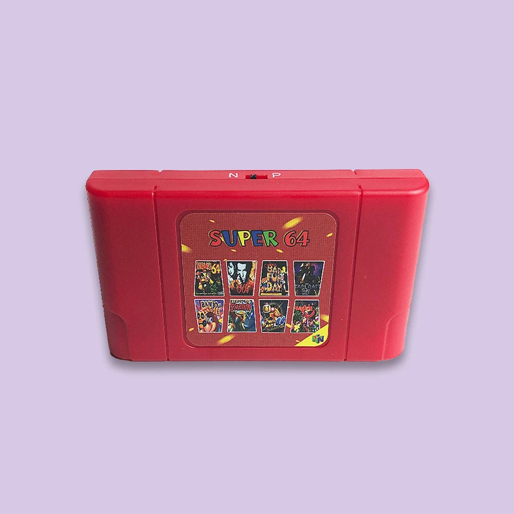 Super 64 Retro-Spielkarte, 340-in-1-Spiel, N64-Kassette für die N64-Videospielkonsole, regionenfrei, mit 16G-Karte 