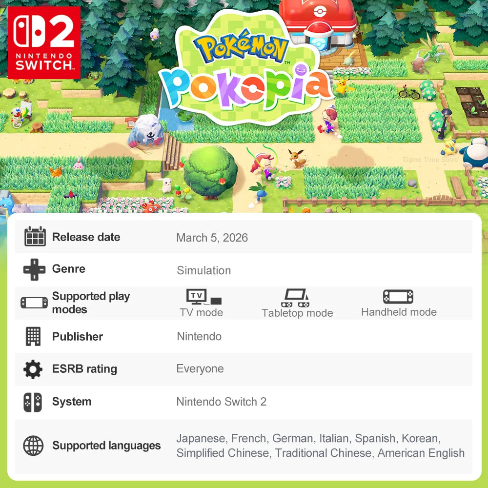 Pokemon Pokopia Nintendo Switch 2 Juegos Games Deals 100% New Original Physical Game Card Simulation Pokemon Game for Switch 2