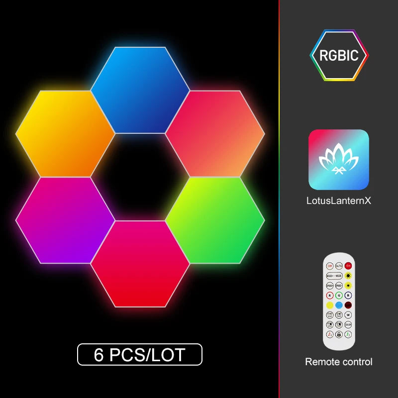 20PCS RGBIC WIFI LED Hexagon Light Indoor Wall Lamp APP Remote Control Night Light Computer Game Room Bedroom Bedside Decoration