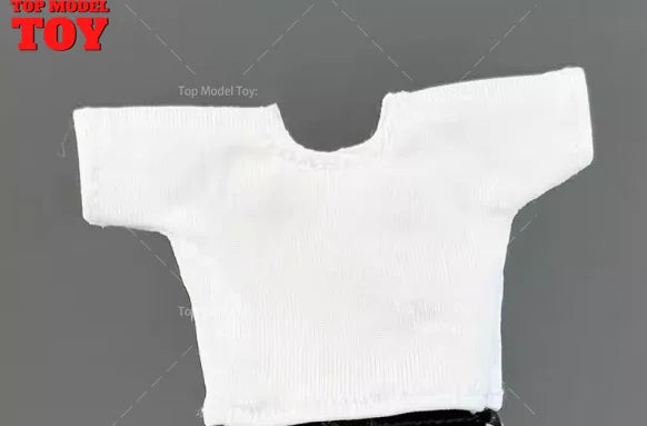 1/12 Scale White T-shirt Black/Blue Trend Denim Shorts Clothes Model Fit 6'' OB BJD Female Soldier Action Figure Body Dolls