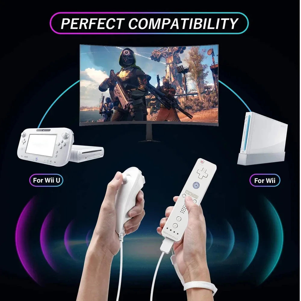 2 in 1 Wireless Remote Compatiable with  Wii U Joystick Gamepad Controller Set Motion Plus  Video Game for Wii Accessories