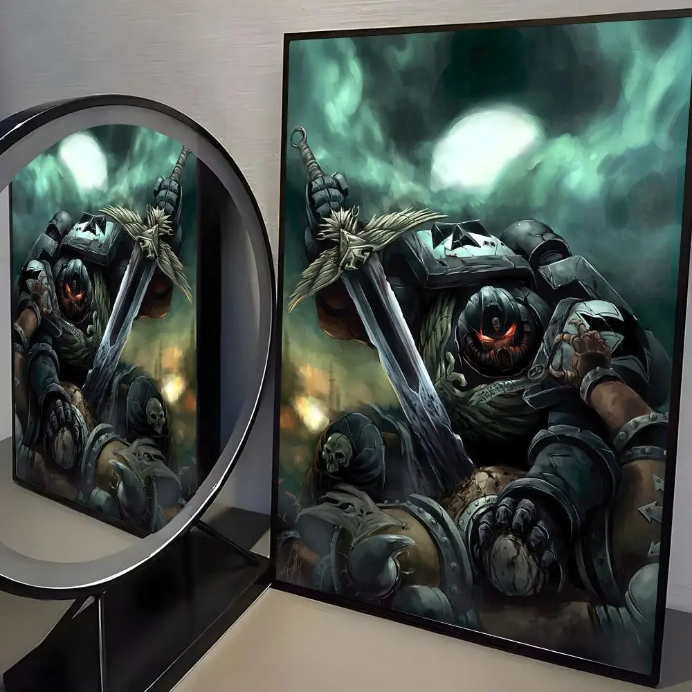 W-Warhammer Game 40K Poster Perfect Sticker Self Adhesive Art Designed for Home Dining Office Spaces