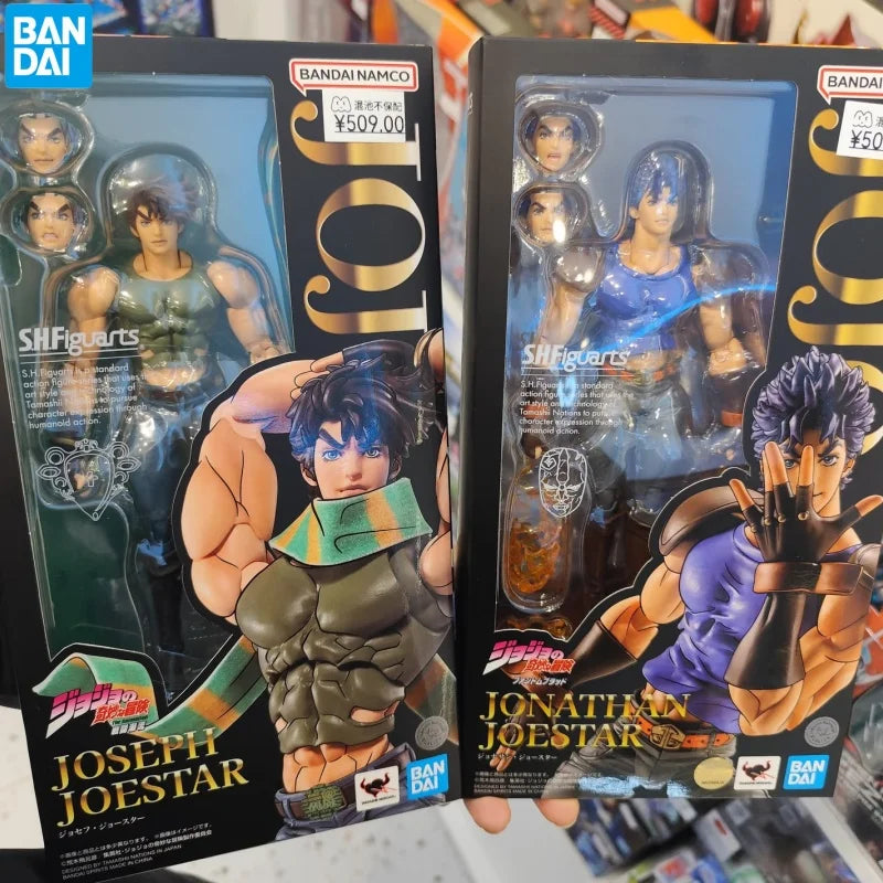 Hot Bandai Original Sh Figuarts Jojos Bizarre Adventure Stardust Crusaders Jotaro Kujo Jonathan Pvc Action Figure Gift For Adult