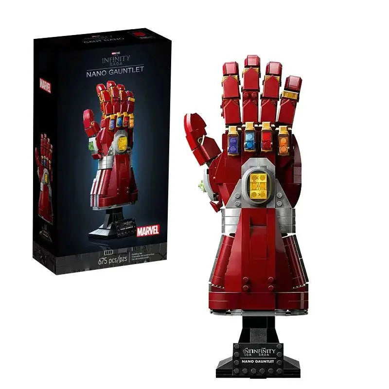 32cm Iron Man Series Thanos Infinity Gloves Marvel Figure Toys Nano Gauntlet Plastic Iron Man Diy Puzzle Model Ornaments Gifts