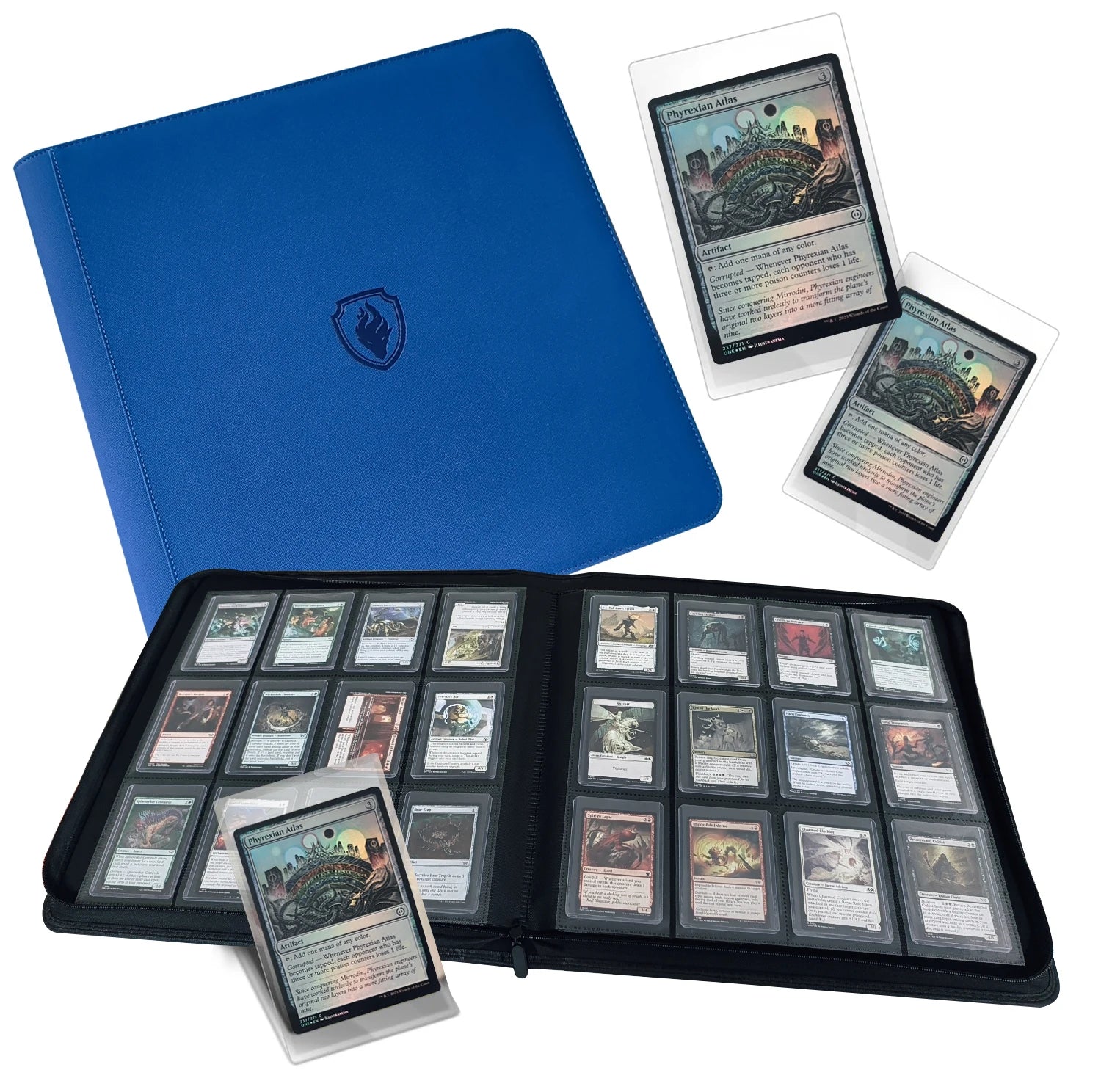 Holds 384 Toploaders | 12-Pocket | Ringless Double-Sided Pockets |  Premium Top Loader Binder for Trading Cards