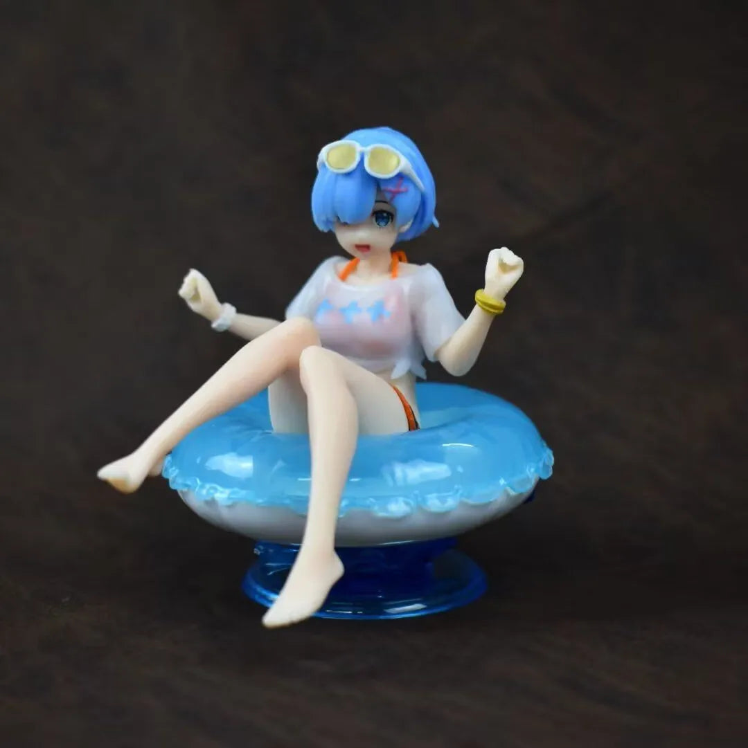 Anime Figure Rem Ram Emilya Cuter Case Model Q Version Collectible Static PVC Model from Zero Begining in Another World Life