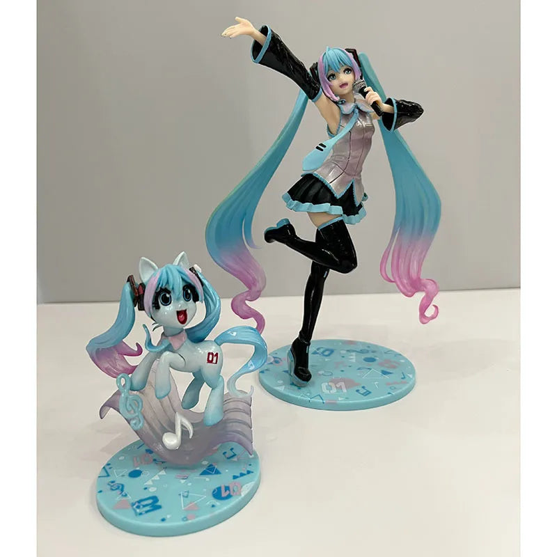 2pcs/set 20CM 2024 New Anime Hatsune Miku Cute Kawaii Manga Statue PVC Figure Collectible ornament Model Toys doll gifts