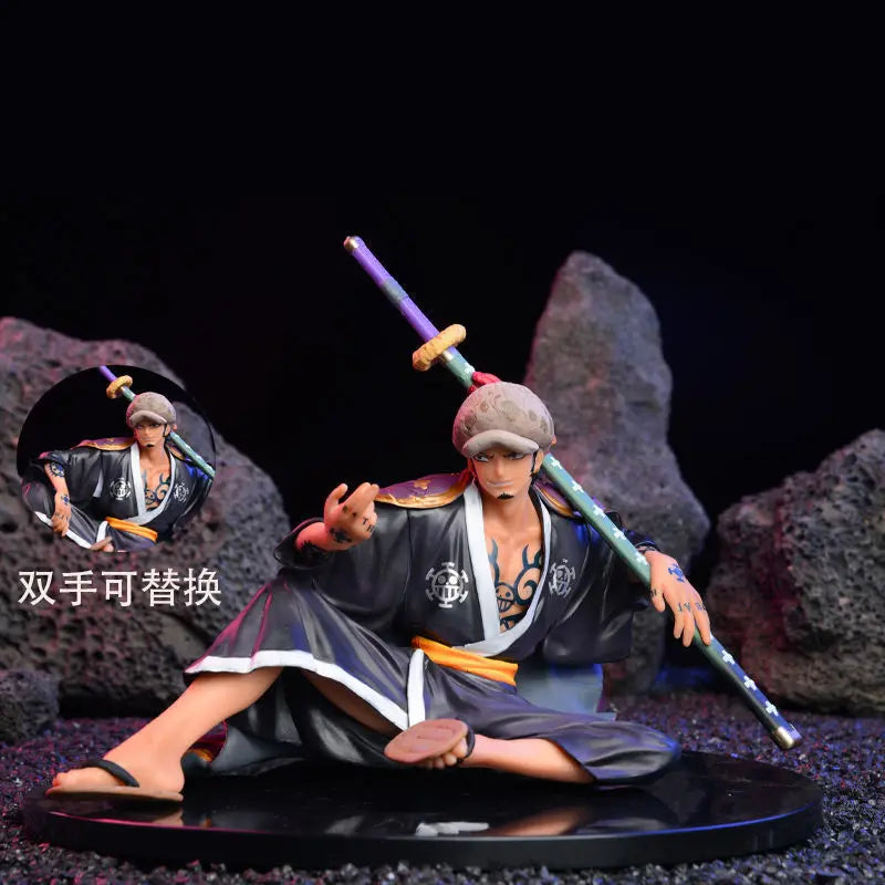One Piece Trafalgar Law Figure Anime Sitting Kimono Action Figurine Pvc Model Decoration Statues Collect Toy Birthday Gift