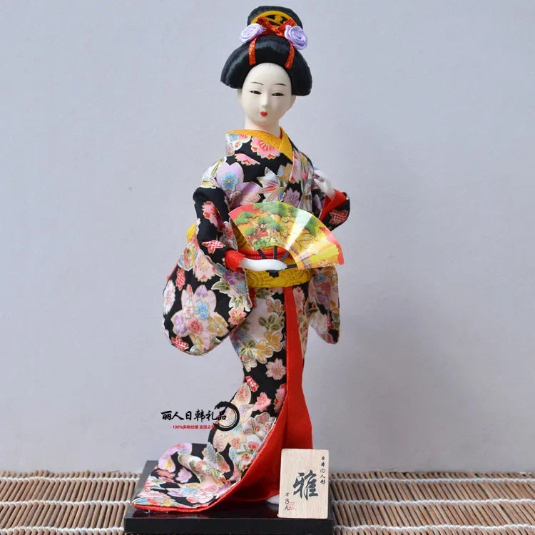 12inch Japanese Geisha Doll Statuette Sitting Figurine Japanese Kimono Kokeshi Kabuki Geisha Handicraft Ornament Birthday Gift