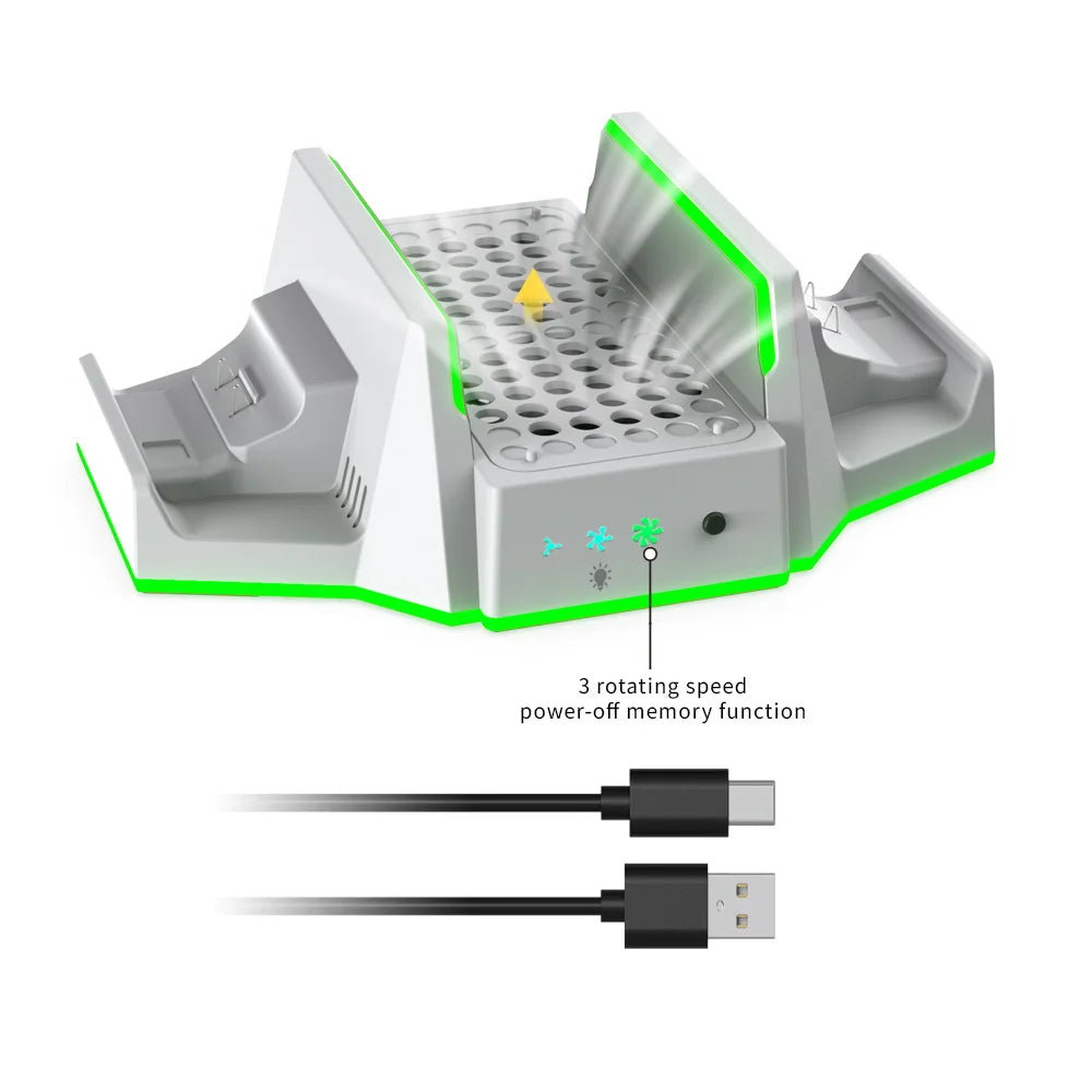 Dobe For Xbox Series S RGB Vertical Cooling  Fan Stand with Dual Controller Charger Battery Pack Charging Dock Xbox SS TYX-0663D