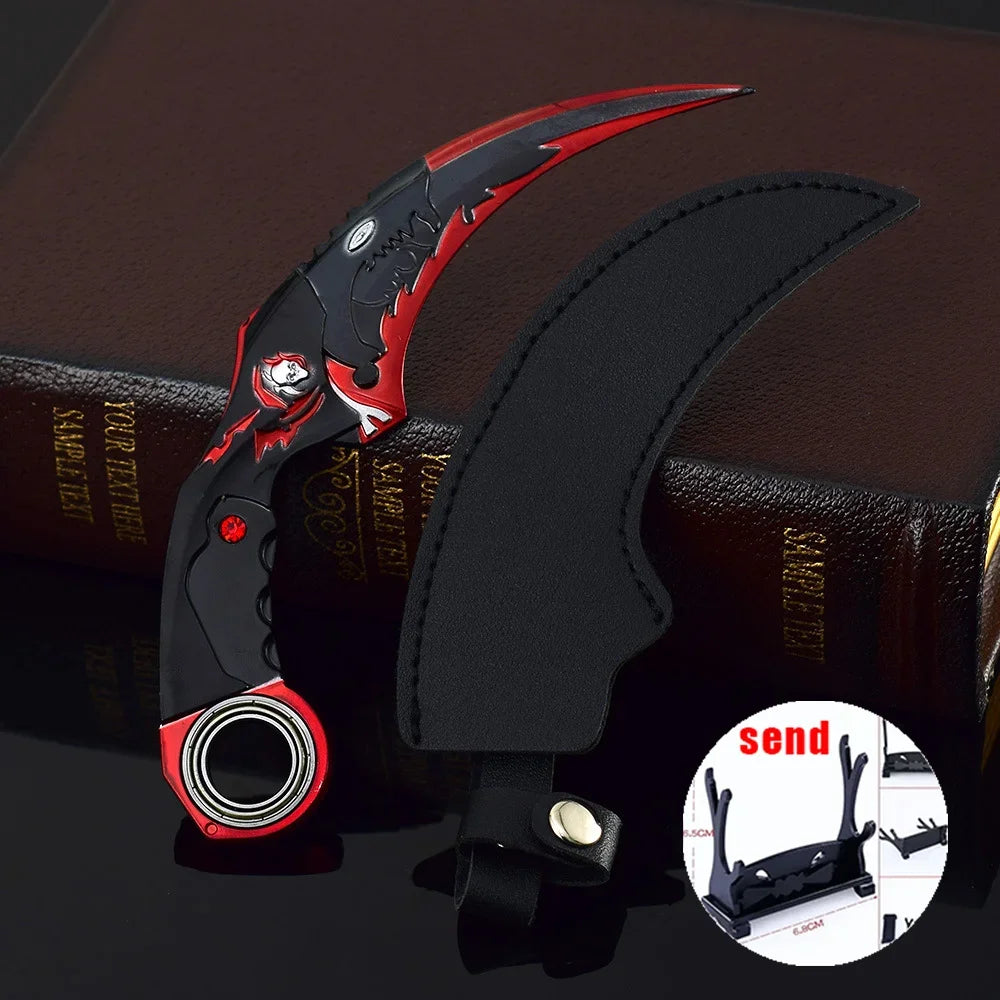 6,7 Zoll chinesischer Drache Karambit Metall Dark Moon Double Thorn Modell Spiel Leben und Tod Peripheriegeräte Golden Dragon Claw Knife Toy
