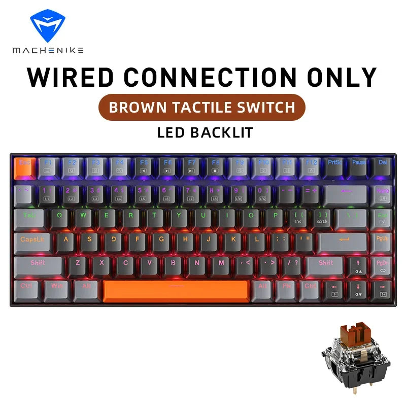 Machenike K500A-B84 Mechanische Tastatur 75 % TKL Hot-Swap-fähige kabelgebundene Gaming-Tastatur 6-farbige Hintergrundbeleuchtung 84 Tasten für PC-Gamer Laptop